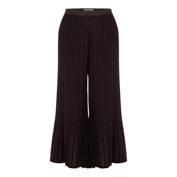 Alquema High Rise Wide Leg Micro Pleated Palazzo Trouser Pants Black Australia S - Picture 1 of 15